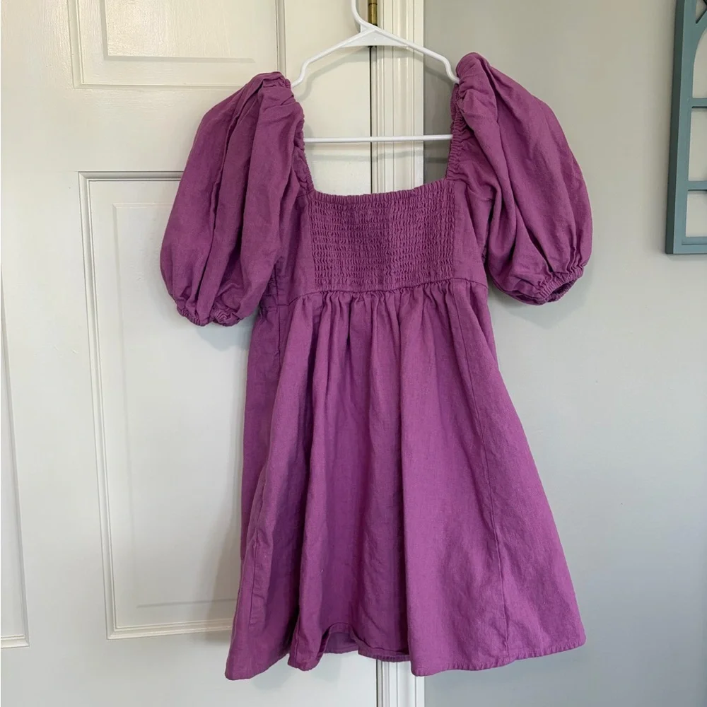 Abercrombie & Fitch Purple Puff Sleeve Smocked Dress - Picture 4 of 5